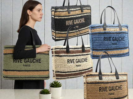 CROCHET Gestreifte Tragetasche RIVE GAUCHE - ModeEcho