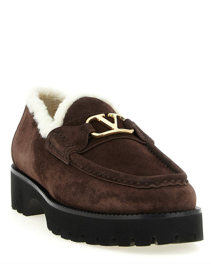Valentino Garavani | VLogo Signature Wildleder-Loafer | Dunkelbraun | Damen