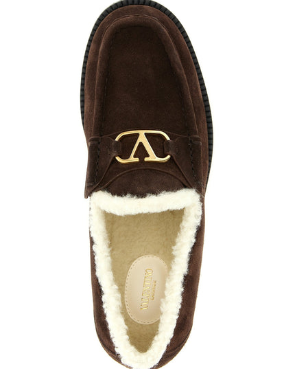 Valentino Garavani | VLogo Signature Wildleder-Loafer | Dunkelbraun | Damen