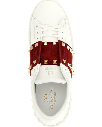 Valentino Garavani | Rockstud Untitled Sneaker | Weiss/Bordeaux | Damen