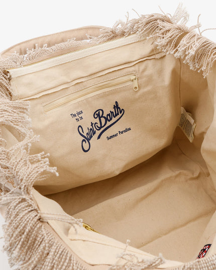Vanity cotton handbag with all-over embroidery