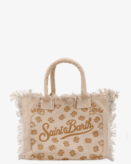 Vanity cotton handbag with all-over embroidery