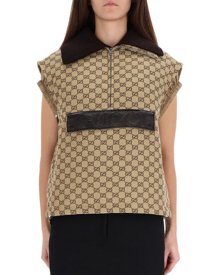 VEST WITH LEATHER LABEL