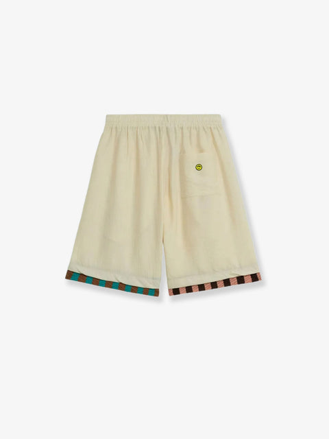 Viscose blend bermuda shorts with logo print