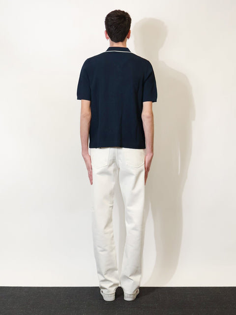 Viscose blend polo shirt with front Horsebit embroidery