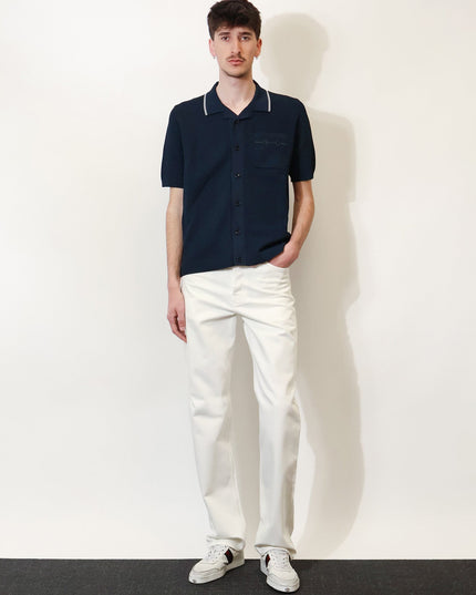 Viscose blend polo shirt with front Horsebit embroidery
