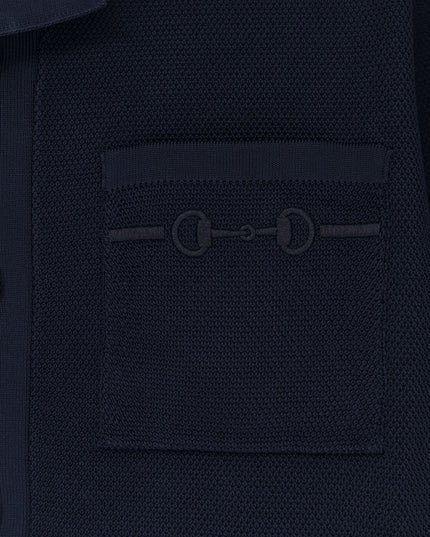 Viscose blend polo shirt with front Horsebit embroidery