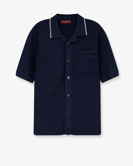 Viscose blend polo shirt with front Horsebit embroidery