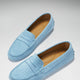 Women's Penny Driving Loafers, blue embossed suede-1