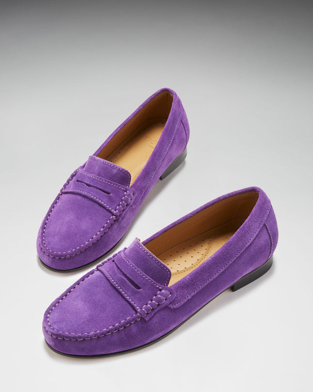 Hugs & Co. Penny Loafers – Lila Wildleder | Ledersohle