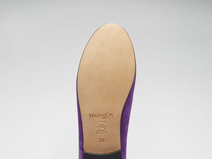 Women's Penny Loafers Leather Sole, purple suede