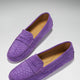 Women's Penny Driving Loafers, purple embossed suede-1
