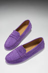 Damen Penny Driving Loafer, Lila Geprägtes Veloursleder