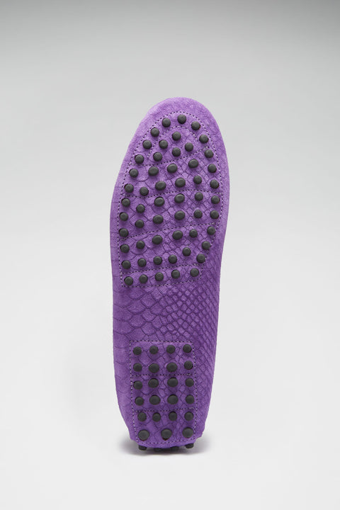 Women's Penny Driving Loafers, purple embossed suede-2