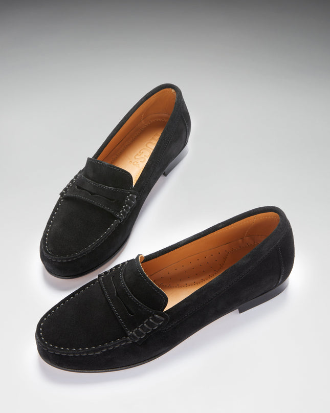 Penny Loafers – Schwarz Wildleder