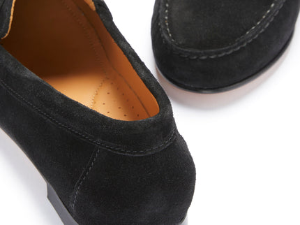 Women's Penny Loafers Leather Sole, black suede