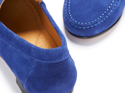 Women's Penny Loafers Leather Sole, ink blue suede