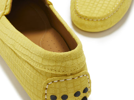 Women's Penny Driving Loafers, yellow embossed suede