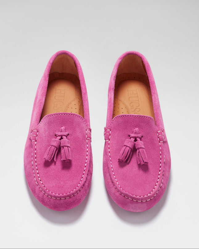 Women's Tasselled Driving Loafers, pink suede-1