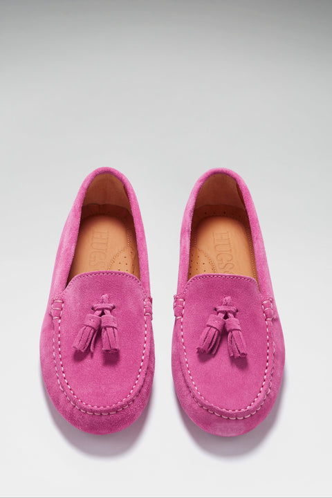 Women's Tasselled Driving Loafers, pink suede-1