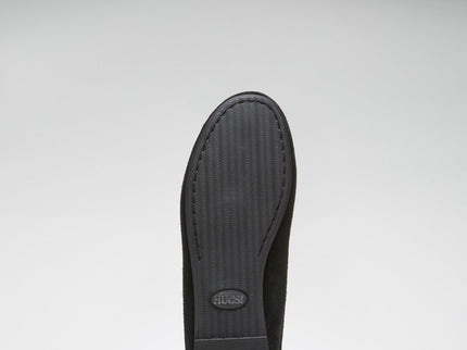 Women's Tasselled Driving Loafers Full Rubber Sole, black suede