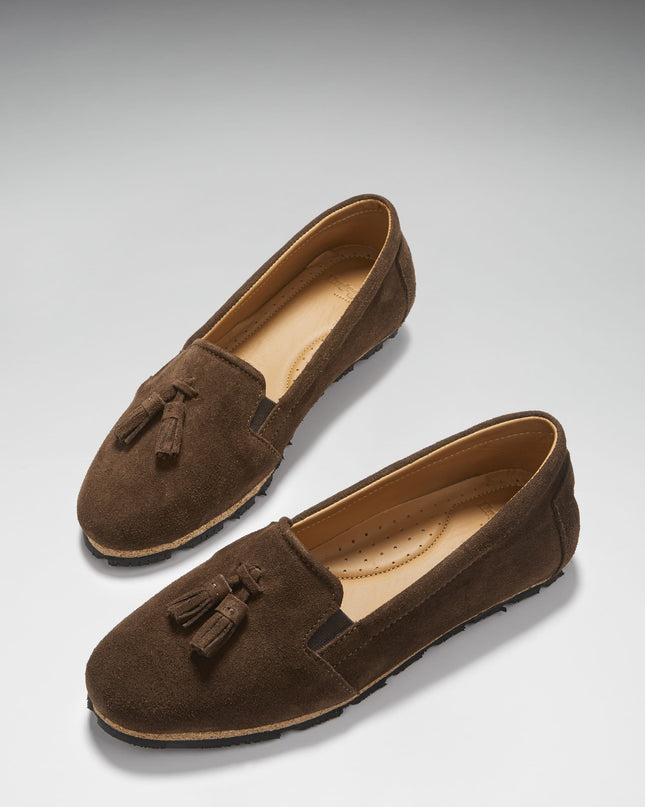 Damen Tasselled Espadrilles Braun Wildleder – Hugs & Co.