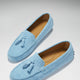 Women's Tasselled Driving Loafers, blue embossed suede-1