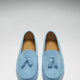 Women's Tasselled Driving Loafers, blue embossed suede-3