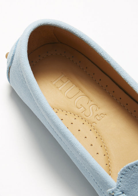 Women's Tasselled Driving Loafers, sky blue suede-4