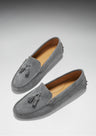Hugs & Co. Tasselled Driving Loafers – Slate Grey Wildleder