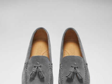 Women's Tasselled Driving Loafers, slate grey suede
