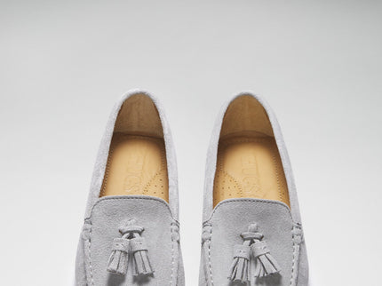 Women's Tasselled Driving Loafers, dove grey suede
