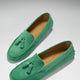Women's Tasselled Driving Loafers, emerald embossed suede-1
