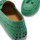 Women's Tasselled Driving Loafers, emerald embossed suede-4