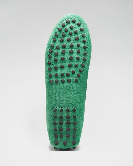 Women's Tasselled Driving Loafers, emerald embossed suede-2