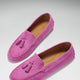 Women's Tasselled Driving Loafers, pink embossed suede-1