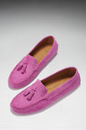 Damen Tasselled Driving Loafer Rosa Wildleder Gecko – Hugs & Co.