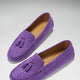 Women's Tasselled Driving Loafers, purple embossed suede-1
