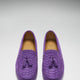 Women's Tasselled Driving Loafers, purple embossed suede-3