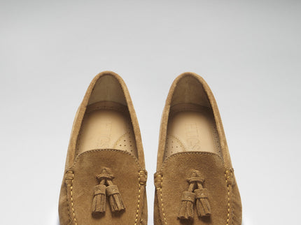 Women's Tasselled Driving Loafers, tobacco suede