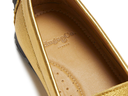 Women's Tyre Sole Penny Loafers, yellow gold leather