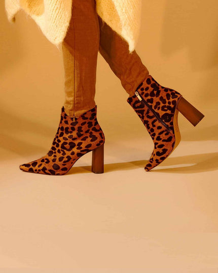 Sapucaia Damen Leder Ankle Boots | Animal Print Brown