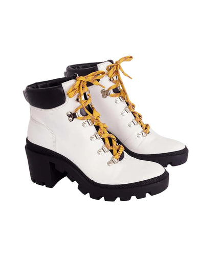 Vriesea Damen Leder Combat Boots | White