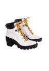 Vriesea Damen Leder Combat Boots | White