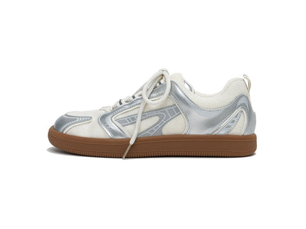 Women’s Flat Technical Mesh Sneakers – Graphic Panel Trainers