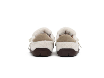 Women's Fleece-Lined Beige Winter Sneakers – Chunky Shearling Trainers