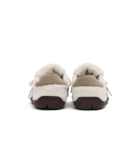 Women's Fleece-Lined Beige Winter Sneakers – Chunky Shearling Trainers