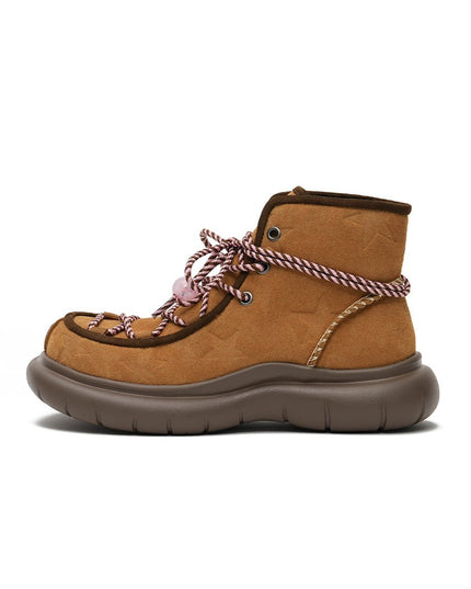 Masoomake Star Suede Platform Ankle Boots Damen | Fleece | Beaded Lace