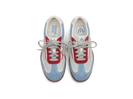 Women's Fuzzy Suede Star GAT Flat Sneakers – Retro Colorblock Trainer Shoes