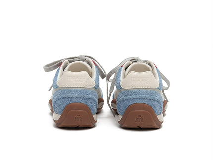 Women's Fuzzy Suede Star GAT Flat Sneakers – Retro Colorblock Trainer Shoes